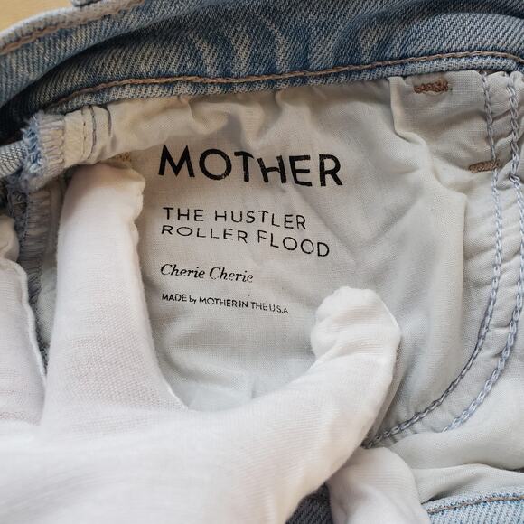Mother The Hustler Roller Flood Wide Leg Jeans Cherie Cherie Light Blue Size 26 - Picture 8 of 12